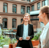 Women smiling and talking